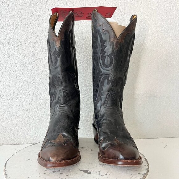 Rod Patrick Womens Cowboy Boots 8AA Black Brown Western Cowgirl French Toe Tall - Picture 5 of 12